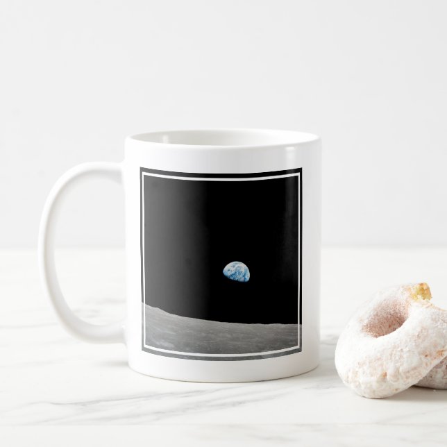 Earth Rising Above The Lunar Horizon. Coffee Mug (With Donut)