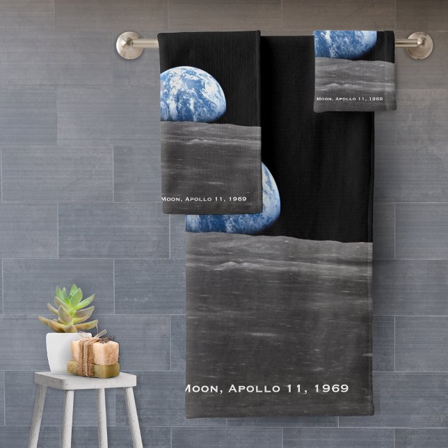 Earth Rising Over Moon, Apollo 11, 1969 Bath Towel Set (Creator Uploaded)