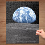 Earth Rising Over Moon, Apollo 11, 1969 Jigsaw Puzzle<br><div class="desc">Earth is seen rising over the moon's horizon in this iconic July 1969 Apollo 11 image. Edited for optimum print quality by BeautifulSpace. Keep,  edit,  or delete the custom descriptive text.

Makes a great personalised birthday,  Christmas,  or other holiday gift,  especially for a lover of space!

Credit: NASA</div>
