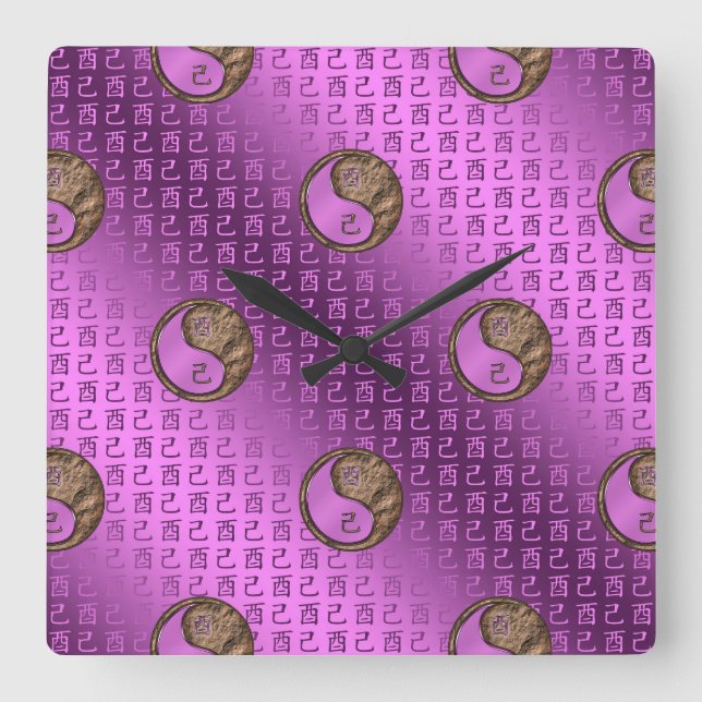 Earth Rooster Square Wall Clock (Front)