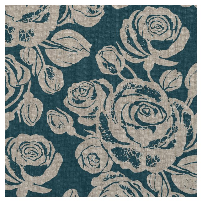 Earth Rose Teal Fabric (Swatch)