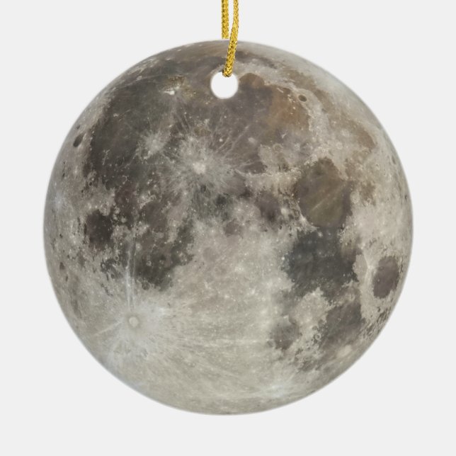 Earth’s moon ceramic tree decoration (Front)