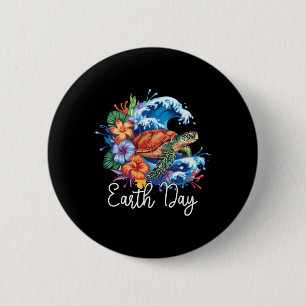 Earth Sea Turtle Art Earth Day 2025 Restore Save T 6 Cm Round Badge