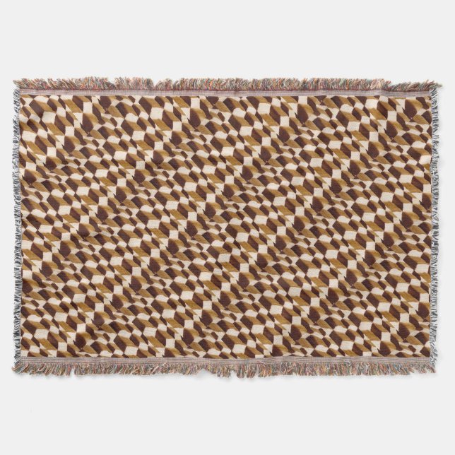 Earth Shades Abstract Geometric Pattern Throw Blanket (Front)