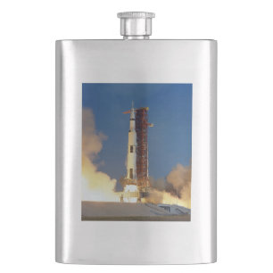 Earth Shakes as Saturn V Blazes Skyward to Moon Hip Flask