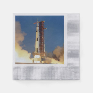 Earth Shakes as Saturn V Blazes Skyward to Moon Napkin