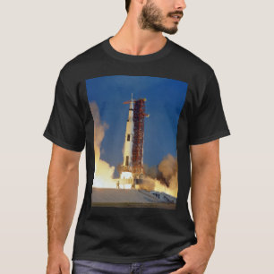 Earth Shakes as Saturn V Blazes Skyward to Moon T-Shirt