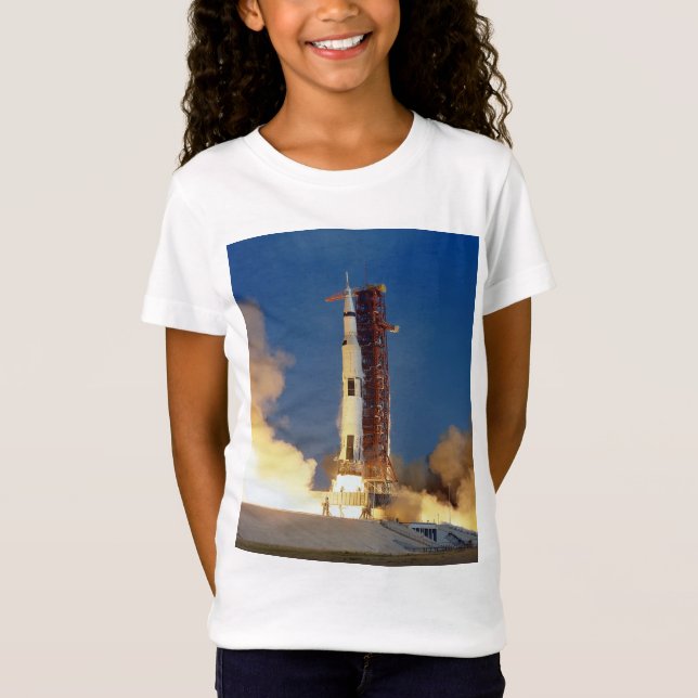 Earth Shakes as Saturn V Blazes Skyward to Moon T-Shirt (Front)
