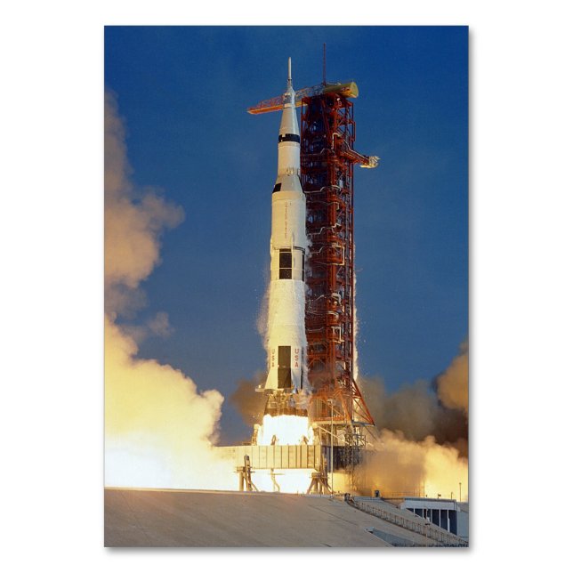 Earth Shakes as Saturn V Blazes Skyward to Moon Table Number (Front)