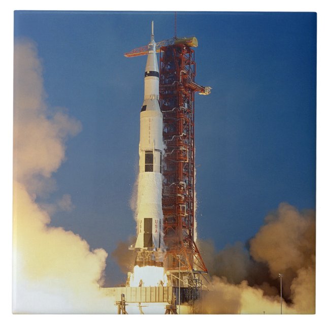 Earth Shakes as Saturn V Blazes Skyward to Moon Tile (Front)