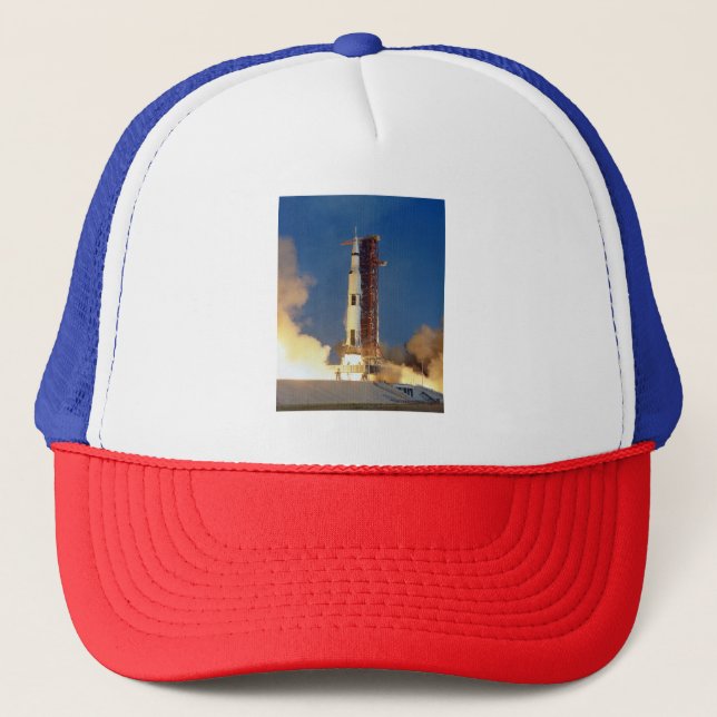 Earth Shakes as Saturn V Blazes Skyward to Moon Trucker Hat (Front)
