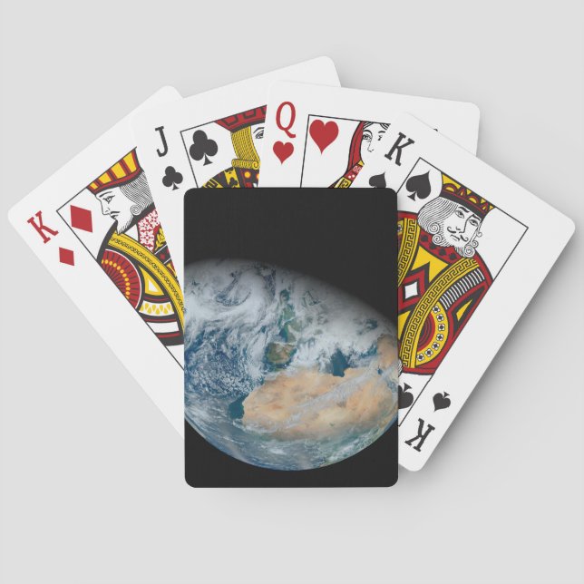 Earth Showing North Africa And Southwestern Europe Playing Cards (Back)