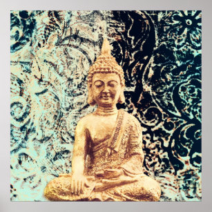 Earth Sitting Buddha Elegant Zen Enlightenment Poster