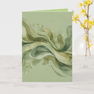 Earth Song Flowing Abstract Sage & Olive Greens Card