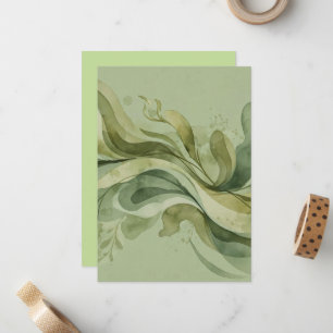 Earth Song Flowing Abstract Sage & Olive Greens Card
