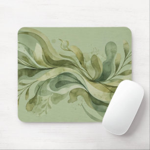 Earth Song Flowing Abstract Sage & Olive Greens Mouse Pad