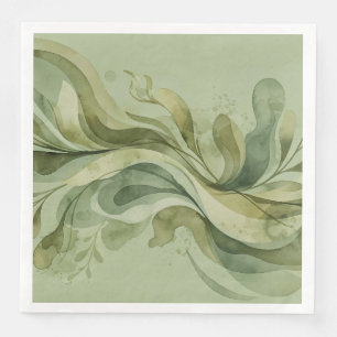Earth Song Flowing Abstract Sage & Olive Greens Napkin