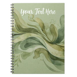 Earth Song Flowing Abstract Sage & Olive Greens Notebook