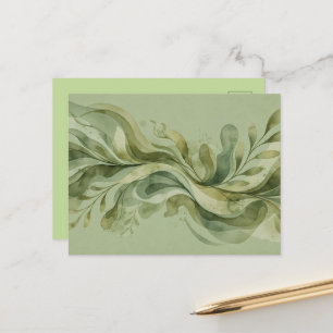 Earth Song Flowing Abstract Sage & Olive Greens Postcard