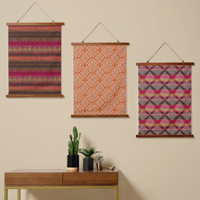 Earth Song Mud Cloth Inspired Beautiful Hanging Tapestry (Asymmetrical)