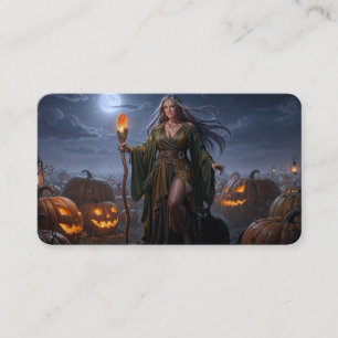 Earth Sorceress of Moonlit Pumpkin Patch Bookmark Business Card