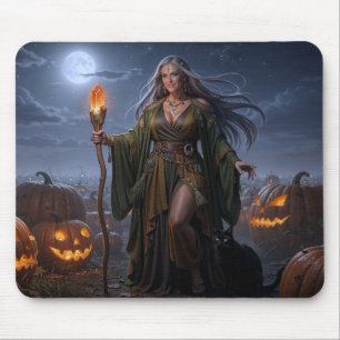 Earth Sorceress of the Moonlit Pumpkin Patch Mouse Pad