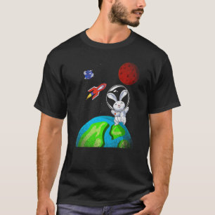 Earth Space Rabbit Animal Rocket Astronaut Bunny P T-Shirt