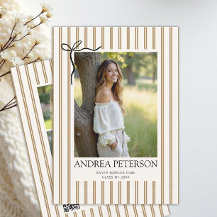 Earth Stripe Black Bow Graduation Photo Collage QR Announcement