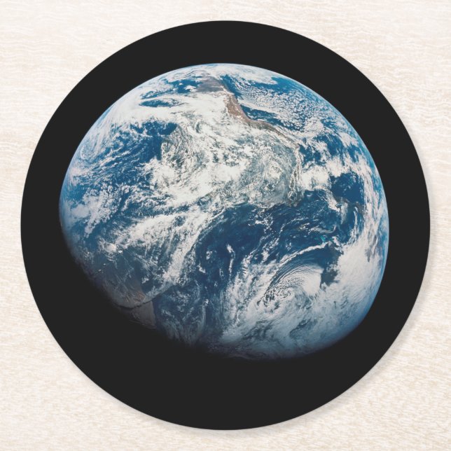 Earth Taken From The Aollo 8 Spacecraft. Round Paper Coaster (Front)
