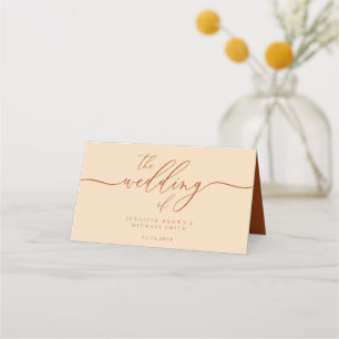 Earth Terracotta Script Font Seating Table Place Card