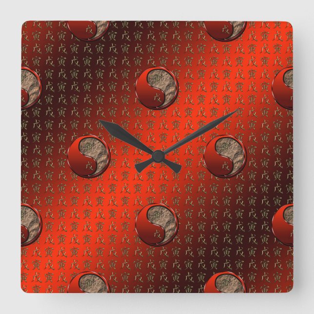 Earth Tiger Square Wall Clock (Front)