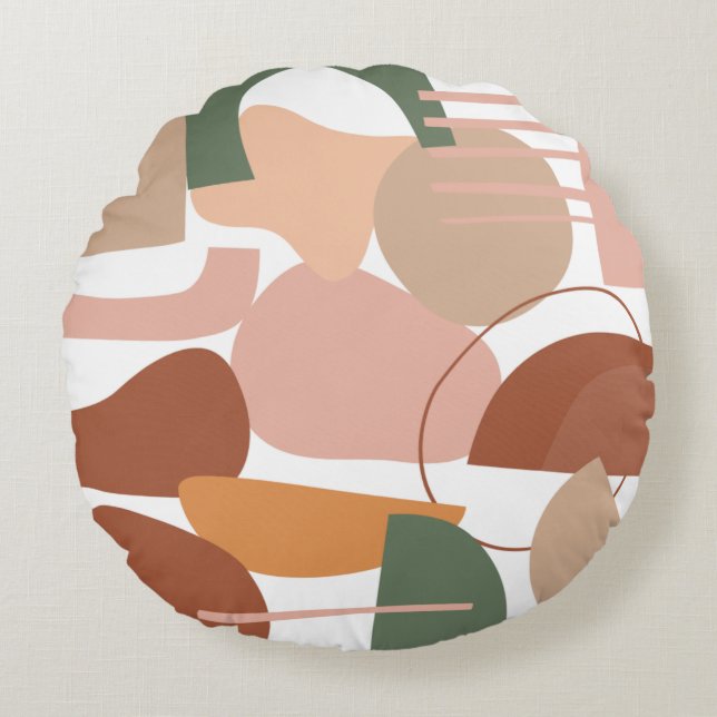 Earth Tone Abstract Pattern Round Cushion (Front)