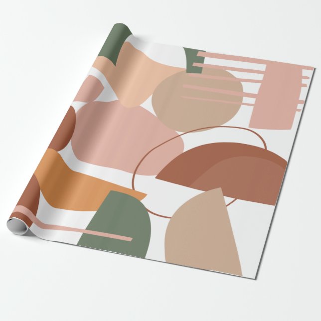 Earth Tone Abstract Pattern Wrapping Paper (Unrolled)