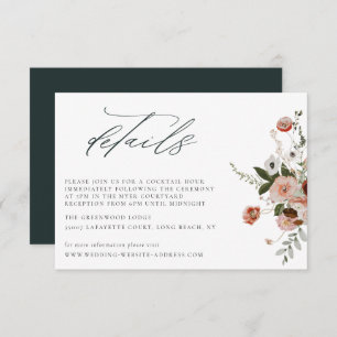 Earth-tone Autumn Floral Wedding Details Card