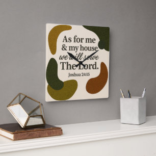 Earth Tone Bible Verse Square Clock