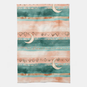 Earth Tone Crescent Moon for Lunar Enthusiasts Tea Towel