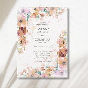 Earth Tone Floral Botanical Romance Wedding Invitation