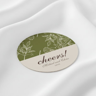Earth Tone Floral Cheers! Wedding Coaster Favour
