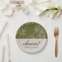 Earth Tone Floral Cheers! Wedding Coaster Favour