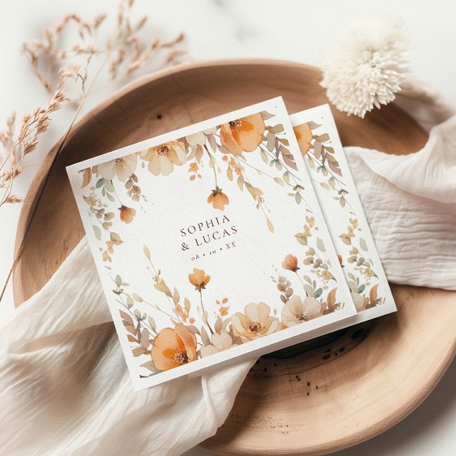 Earth Tone Floral Fall Wedding Napkin (Creator Uploaded)