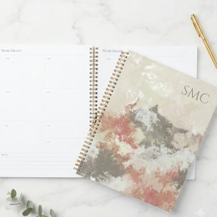 Earth Tone Fluid Abstract Art Monogram Planner