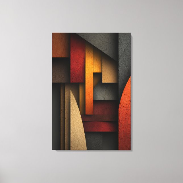 Earth Tone Geometric Layers Abstract Canvas Print (Front)