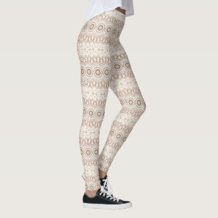 Earth Tone Geometric Mandala Pattern Leggings