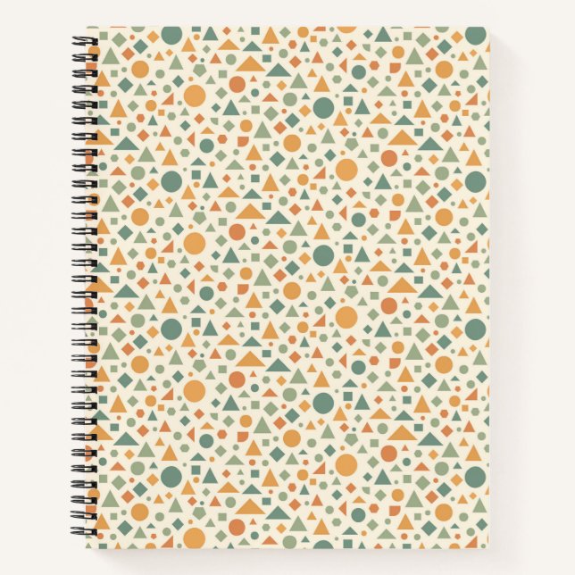 Earth Tone Geometry with Muted Teal Accent Notebook (Front)