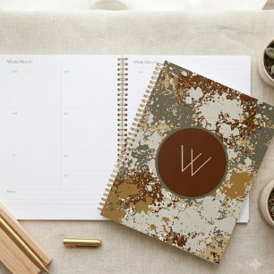 Earth Tone Grunge Texture Modern Monogram Planner