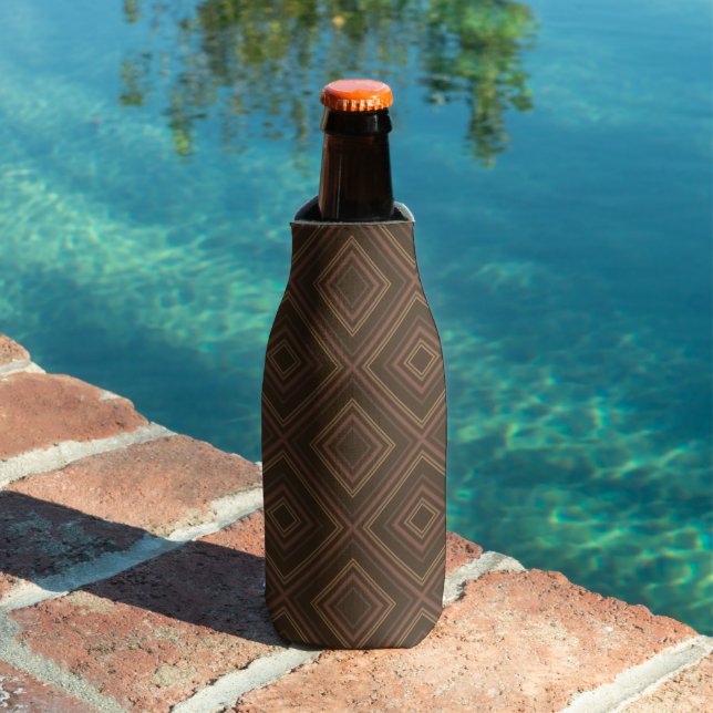 Earth Tone Hypnotic Diamond Modern Abstract Art Bottle Cooler (In Situ Pool)