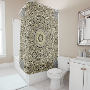 Earth Tone Mandala Intricate Geometric Patterns Shower Curtain