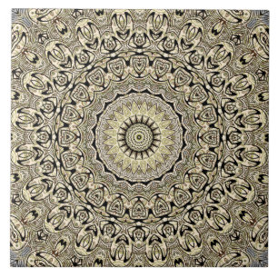Earth Tone Mandala Intricate Geometric Patterns Tile