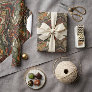 Earth Tone Marble Swirl Wrapping Paper