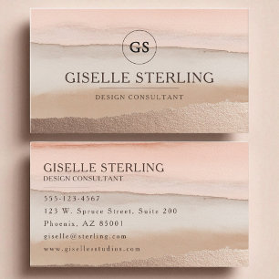 Earth Tone Monogram Boho Terracotta Watercolor  Business Card